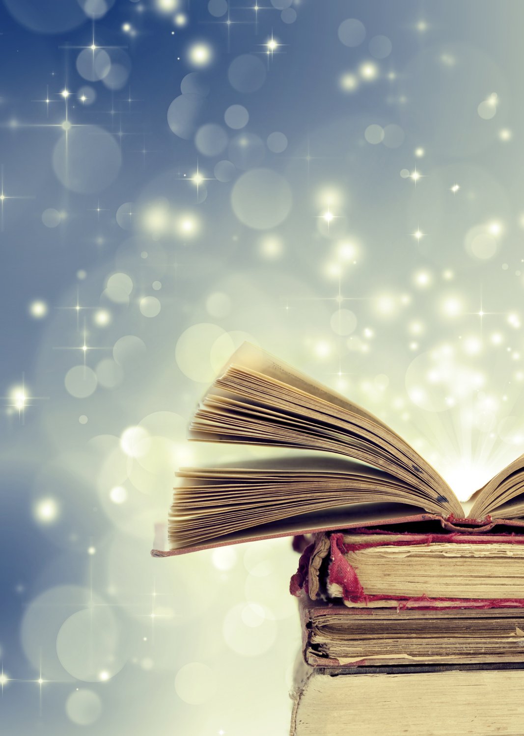 Christmas background withopen magical book